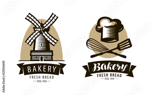 Bakery, bakeshop logo or label. Bakehouse, baking symbol. Vector illustration