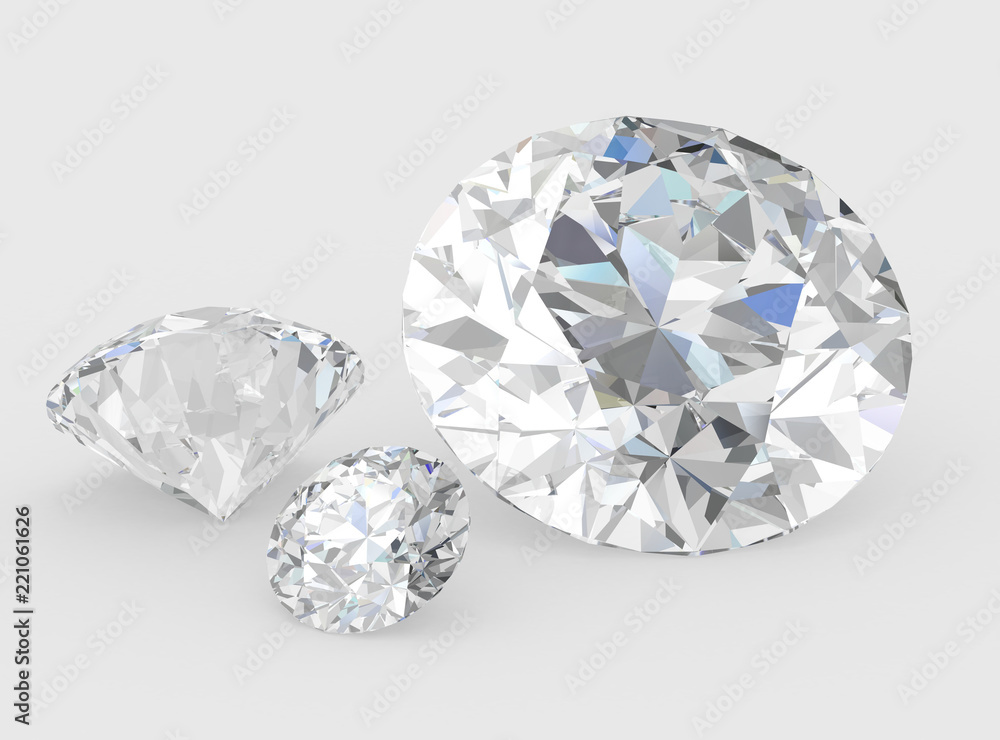 Diamond on white background , 3D illustration. Diamond on white background , 3D illustration.