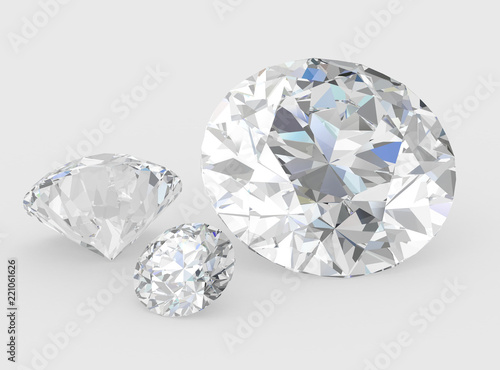 Diamond on white background , 3D illustration.