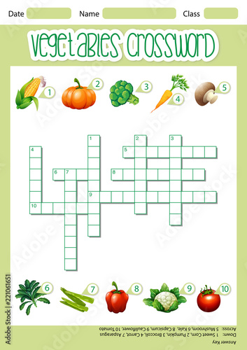 Vegetable crossword game template