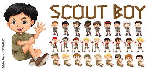 A set of scout boy character