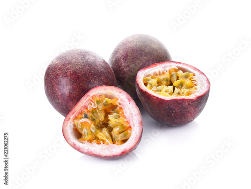 Passion fruit isolated on white background.