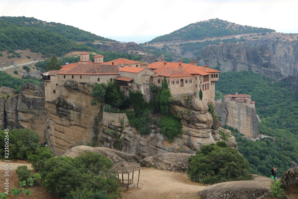 View to the monastery of Varlaam, Meteora, Thessaly, Greece