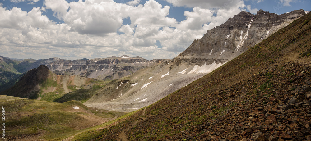Looking back at Yankee Boy Basin and Gilpin Peak Looking back at Yankee Boy Basin and Gilpin Peak