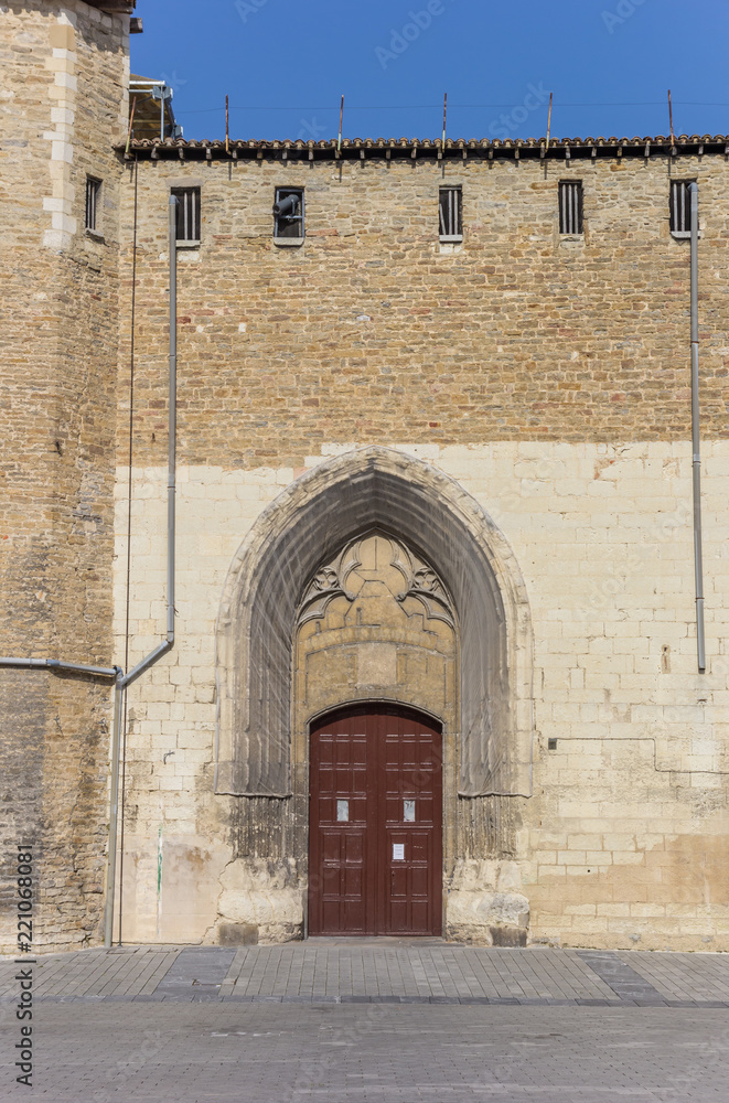 Church door in the historic center of Vitoria-Gasteiz, Spain