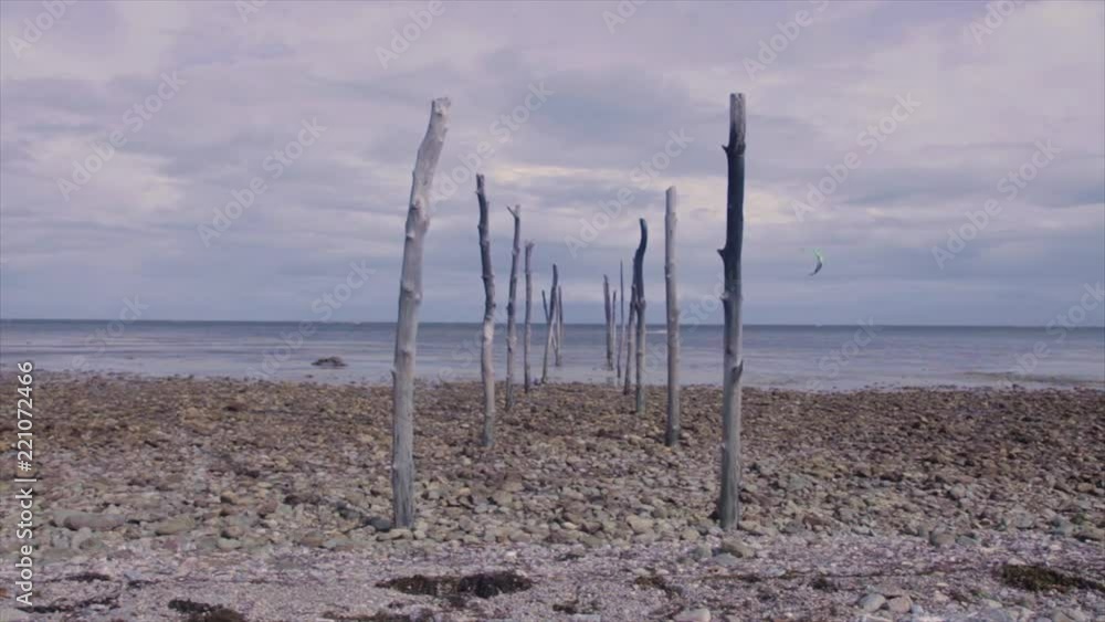 A beautiful scenic steady wide shot of a beach front. A beautiful scenic steady wide shot of a beach front.