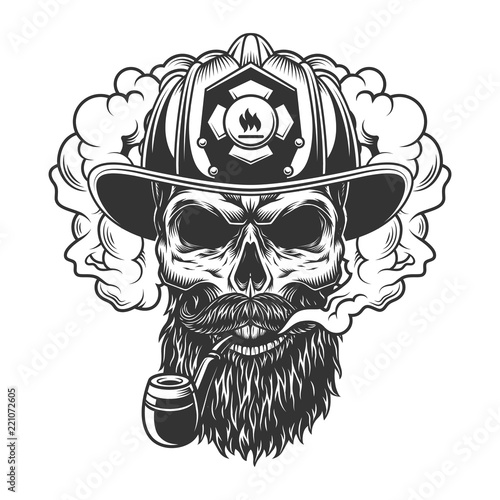 Skull in smoke cloud