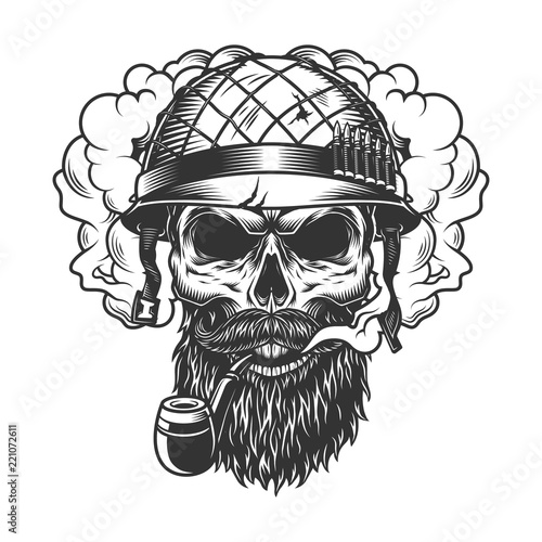 Skull in smoke cloud