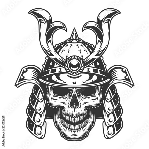 Skull in samurai helmet,