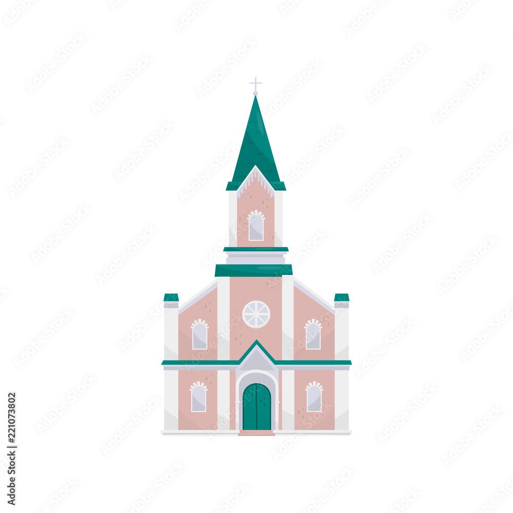 Christian protestant church building vector Illustration on a white background