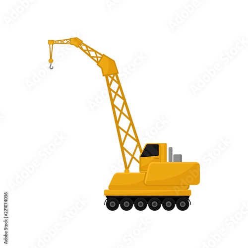 Hydraulic crawler crane, cargo transportation service vector Illustration on a white background
