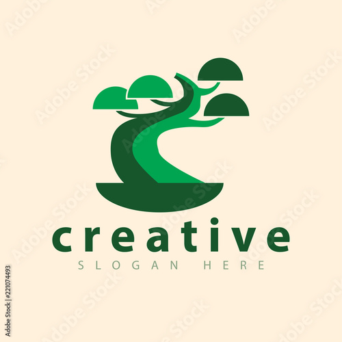 bonsai logo design template
