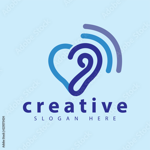 Hear ear love logo icon vector template
