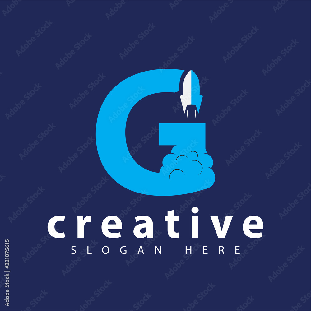 Fototapeta premium G Letter Rocket logo icon vector template