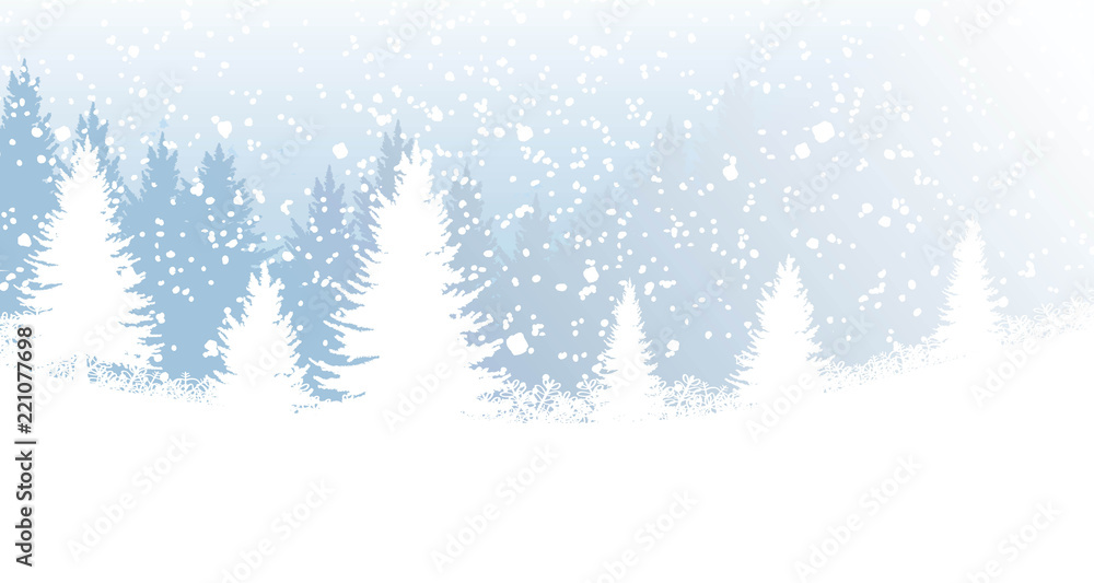 Backdrop with winter forest