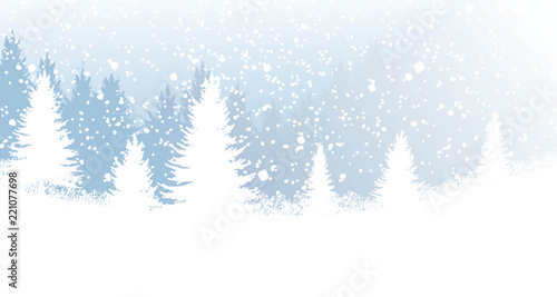 Backdrop with winter forest