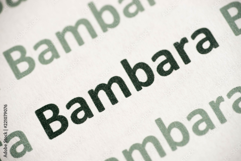 word Bambara language printed on paper macro word Bambara language printed on paper macro