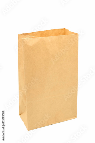 Brown paper bag recycle isolated on white background