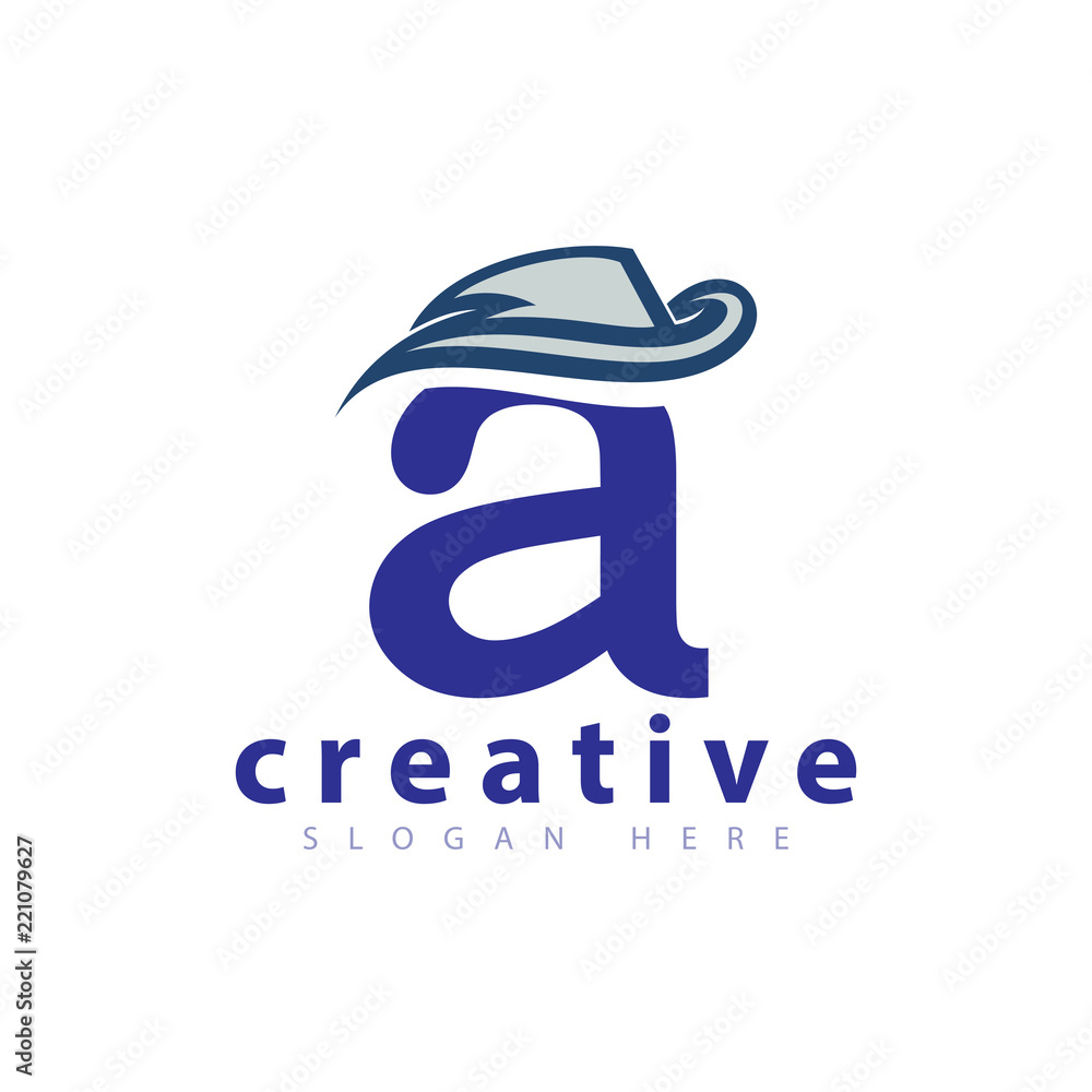 Fototapeta premium A letter with cowboy hat logo icon vector
