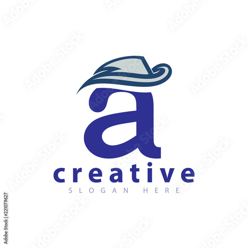 A letter with cowboy hat logo icon vector