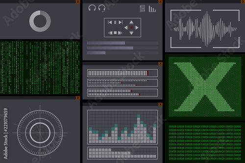 Hackers PC screen. Cyber danger. Vector illustration