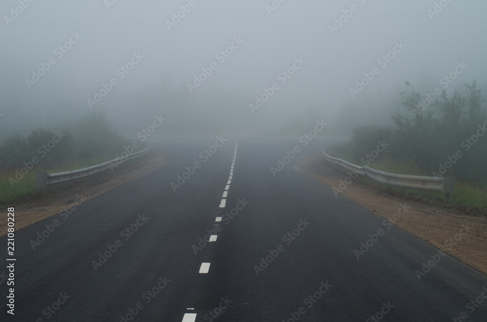 foggy road in the morning