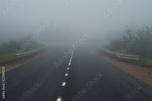 foggy road in the morning