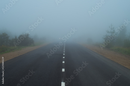 foggy road in the morning