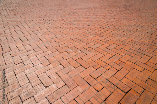 Red brick paving stones floor