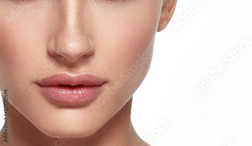 Beautiful woman closeup skin care healthy concept beauty portrait.