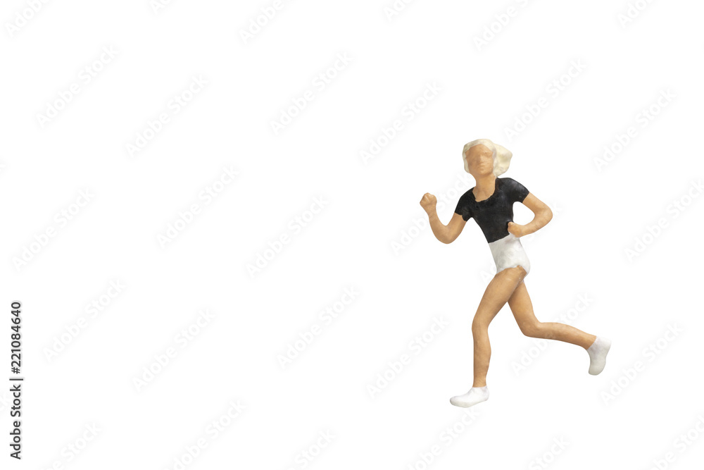 Miniature people running isolated with clipping path Miniature people running isolated with clipping path