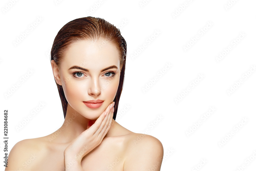 Skin care woman face with healthy beauty skin face closeup cosmetic age concept Skin care woman face with healthy beauty skin face closeup cosmetic age concept