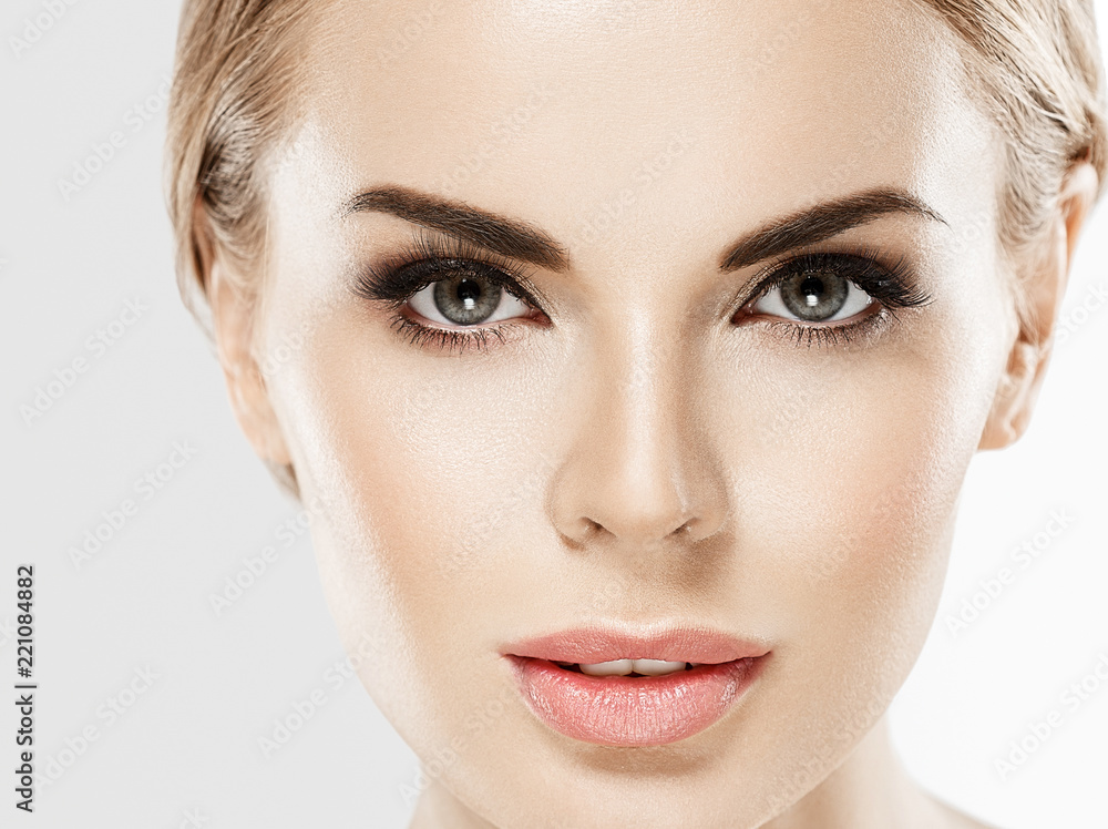 Beautiful blonde woman beauty hair and skin makeup , beaty lips Beautiful blonde woman beauty hair and skin makeup , beaty lips