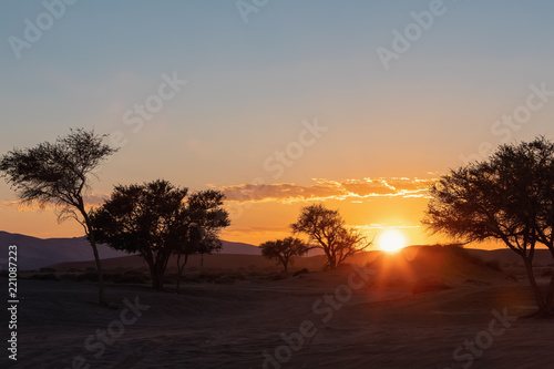 sunrise landscape Hidden Vlei in Namibia  Africa