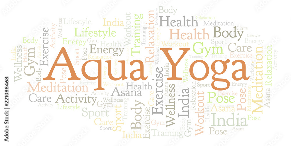 Obraz premium Aqua Yoga word cloud.