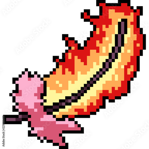 vector pixel art fire feather