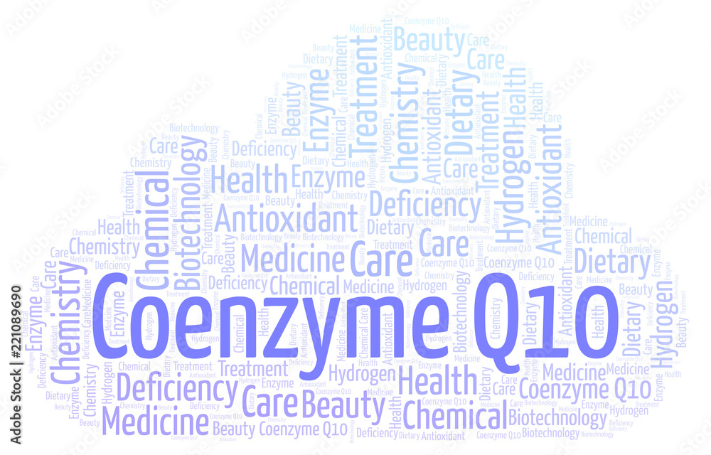 Obraz premium Coenzyme Q10 word cloud.
