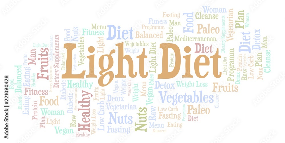 Word cloud with text Light Diet on a white background.