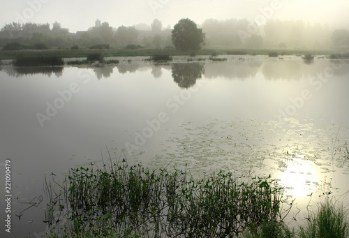 Misty river landscape