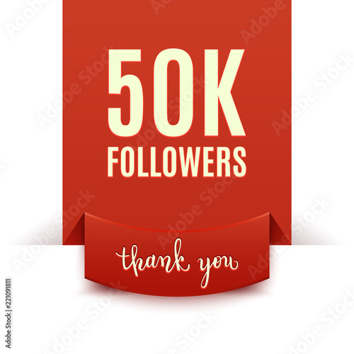 50k followers, social media banner, congratulation, celebration, vector illustration