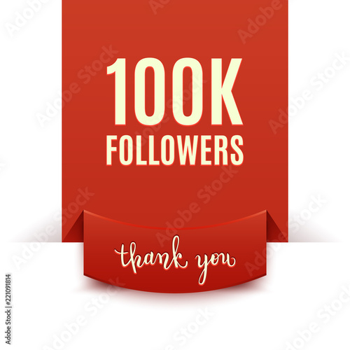 100k followers, social media banner, congratulation, celebration, vector illustration