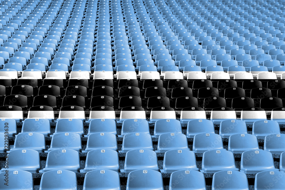 Botswana flag stadium seats. Sports competition concept. Botswana flag stadium seats. Sports competition concept.