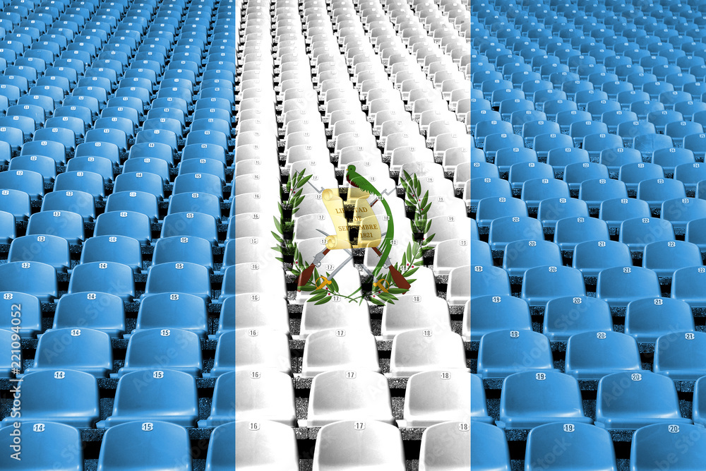 Fototapeta premium Guatemala flag stadium seats. Sports competition concept.
