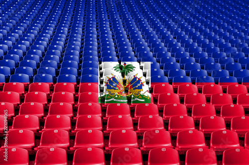 Haiti flag stadium seats. Sports competition concept.