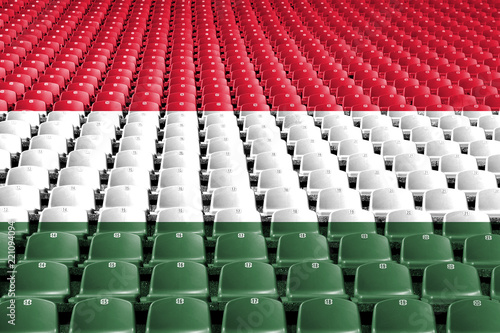 Hungary flag stadium seats. Sports competition concept.