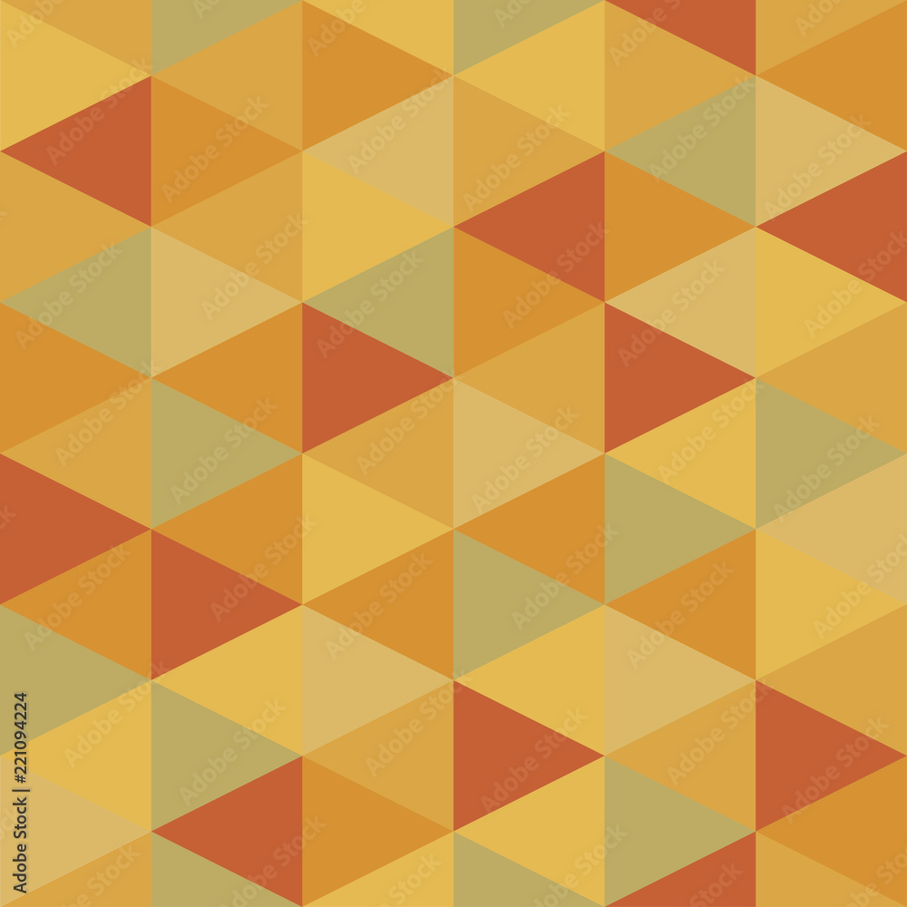 Fototapeta Warm autumn seamless pattern of triangles. Orange and yellow