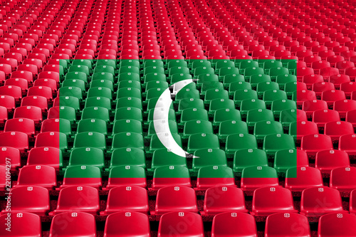 Maldives flag stadium seats. Sports competition concept.