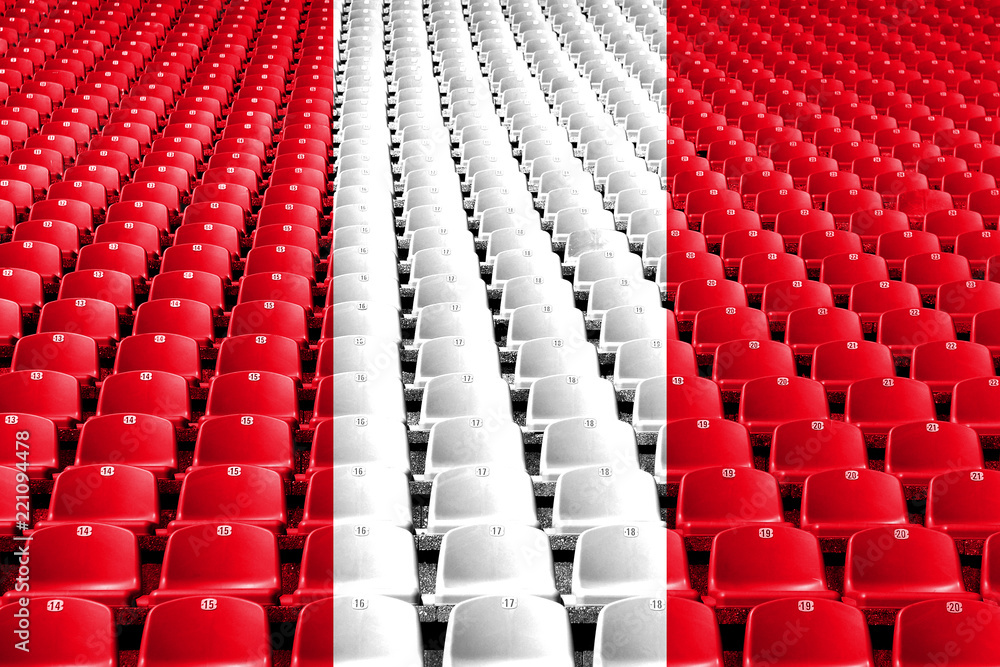 Fototapeta premium Siedziska stadionowe z flagą Peru. Koncepcja konkurencji sportowych.