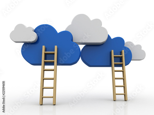 3d rendering Clouds and ladder
     photo