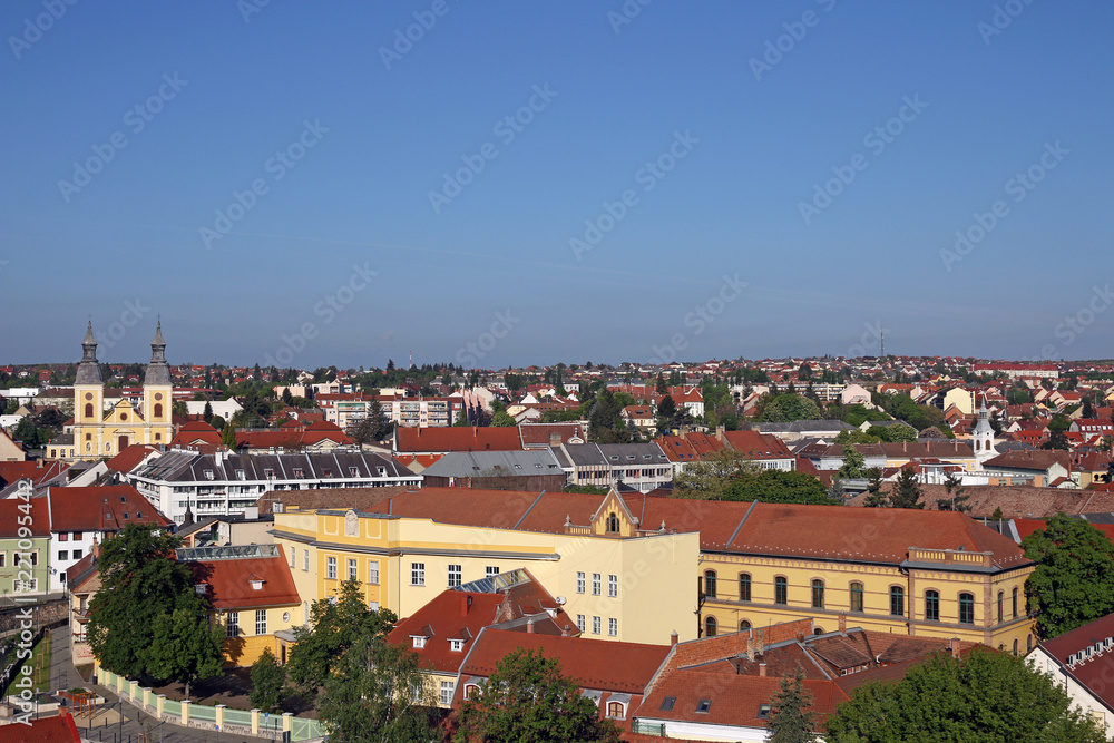 buildings and church cityscape Eger Hungary